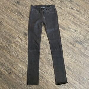 Rag & Bone Mid Rise Ankle Skinny 100%‎ Lamb Leather Brown Pants Size 24